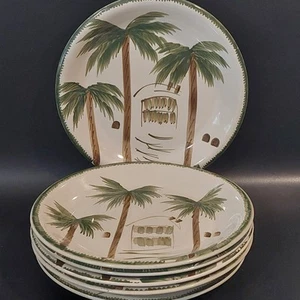6 Piatti Mulberry Vintage Pensionati Palma 10" Spiaggia Isola Tiki 2004 - Foto 1 di 8