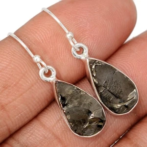 Natural Elite Shungite - Russia 925 Sterling Silver Earrings Jewelry CE48574 - Picture 1 of 1