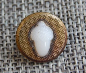 Antique Vtg Button Brass with Glass Acorn~Apx: 9/16"~#304-C - Picture 1 of 5