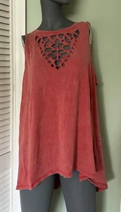 Rock & Republic Distressed Orange Tank Top High Low Size XL - Picture 1 of 4