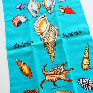Toalla de té vintage australiana de lino puro azul brillante araña vieira NUEVO - Imagen 1 de 12
