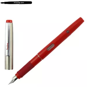 Vintage Geha 704 School Fountain Pen in Red Silver with A-nib (1986 - 1990) - Picture 1 of 10