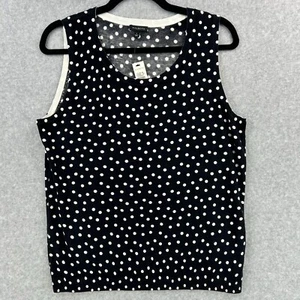 Neu mit Etikett Talbots bezauberndes Damen-Tanktop Muschel gepunktet Gr. L marineblau weiß Büro 49 $ - Bild 1 von 6
