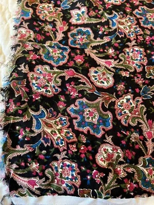 Rayon 2yd x42"(?) tecido preto, azul-petróleo escuro, marrom profundo, branco, verde paisley - Imagem 1 de 4