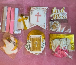 Baptism Decorations Event Baby Child Adult Celebration Party Pink Dove Balloons - Picture 1 of 2