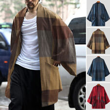 US STOCK Mens Japanese Kimono Cardigan Open Front Yukata Coat Cape Shirt Outwear