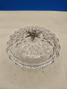 Vintage Signed Val St Lambert Crystal Covered Candy Dish - Picture 1 of 7