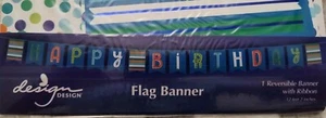 New HAPPY BIRTHDAY 12 Foot "Reversible" Multi -Color Flag Banner (Sealed) Ribbon - Picture 1 of 7