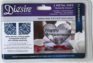 Crafters Companion Die'sire Butterfly Corner 2 Metal Dies 2.2"x2.2" Sealed - Picture 1 of 2