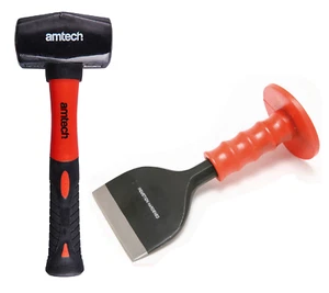 Club Lump Hammer 1kg & 2-1/4" Brick Bolster Chisel Demolition Striking Kit - Picture 1 of 1