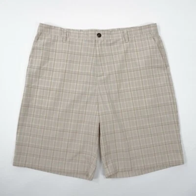 Adidas Climalite Contrast Plaid 11" Golf Shorts Mens 38 Tan Brown Flat Front - Image 1 of 4