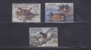 State Hunting/Fishing Revenues - MD - 1988-90 Duck Stamps - 3 Different - MNH - Picture 1 of 1