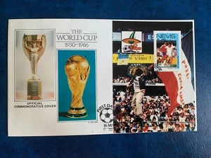 NEVIS 1986 FDC WORLD CUP FOOTBALL MINISHEET PARAGUAY vs CHILE - Picture 1 of 1