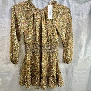 Gianna Bini GB Girls Floral Sheer Flowy Lined Peasant Boho Dress Size Small - Picture 1 of 9