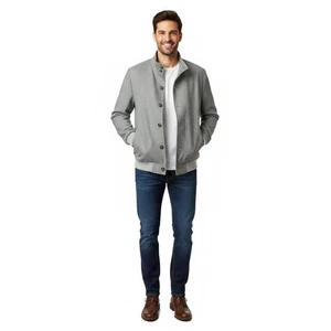 Astor & Black Gray Tweed Jacket | Bomber Style Button Front Coat | Men's M - Picture 1 of 10
