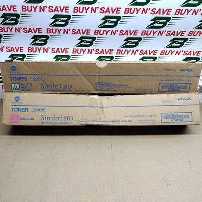 Juego de 2 - Konica Minolta TN321 (1) Magenta TN321M (1) Amarillo TN321Y - Caja abierta Foto 1 de 4