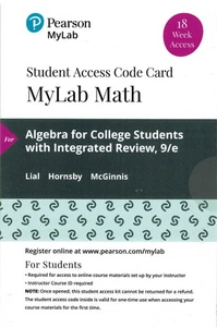 MYLAB MATH  ACCESS CODE FOR ALGEBRA for Colledge Students with Integrated Review - Bild 1 von 1