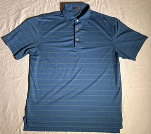 Peter Millar Summer Comfort Polo Shirt Mens Medium Blue With Stripe Golf Shirt - Photo 1/9