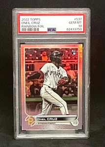 2022 Topps Oneil Cruz #537 RC Rainbow Foil - PSA 10 GEM MINT - Foto 1 di 2