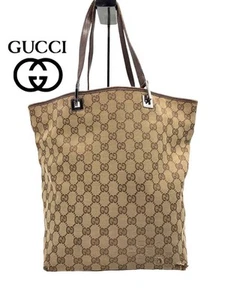 GUCCI Hand Bag Tote Purse GG Canvas Brown Authentic - Imagen 1 de 24