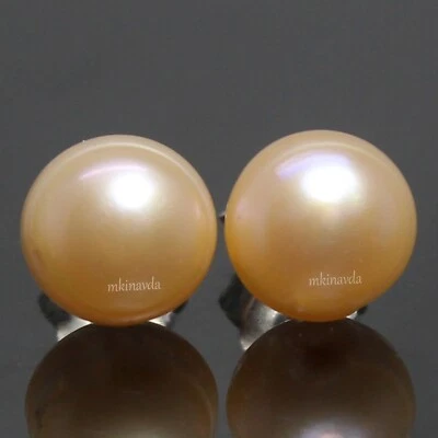 Natural Genuine Rich Gold "Tuamotu Islands" South Sea Pearl Round 6.00 MM Studs - Image 1 of 4