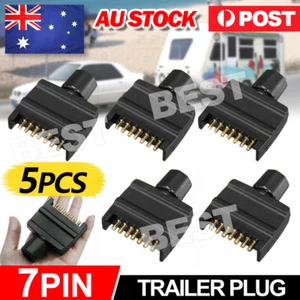 5x Trailer Plug 7 Pin Flat Male Adaptor Caravan Boat Car Connector Part Adapter - Picture 1 of 9