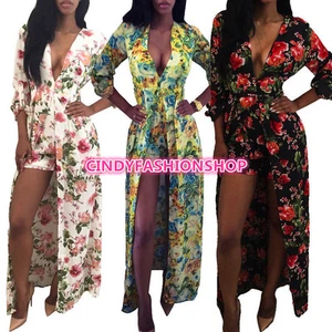 Women Floral Jumpsuit&Romper Party Evening Clubwear Split Cocktail Tunic Dress - Picture 1 of 12