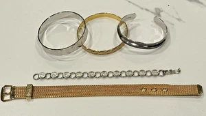 MONET SARAH COVENTRY AVON LOT 5 SILVER GOLD ENAMEL BRACELETS BANGLE CUFF BUCKLE - Picture 1 of 16
