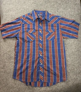 Vintage Wrangler Shirt Men's 17 1/2 X-Long Tails Classic Western Pearl Snap - Picture 1 of 8