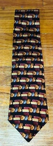 Burberry Silk Neck Tie Necktie Black Flowerpot Pots Books Pattern - Picture 1 of 2
