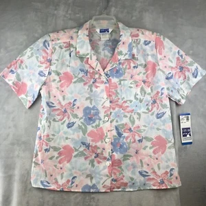 NEW VTG Cape Cod Sportswear Blouse Women's Size 16 Button Up S/S Shirt Floral - Picture 1 of 11
