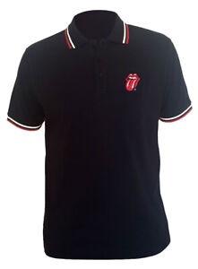 The Rolling Stones Classic Tongue Black Polo Shirt - OFFICIAL