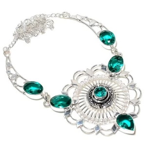 Mint Tourmaline Gemstone Handmade 925 Sterling Silver Jewelry Necklace Size 18" - Picture 1 of 1