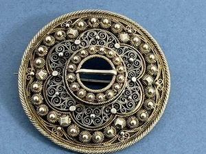 ANTIQUE VICTORIAN NORWAY SOLID SILVER ORIGINAL DAVID ANDERSEN FILAGREE BROOCH - Picture 1 of 12