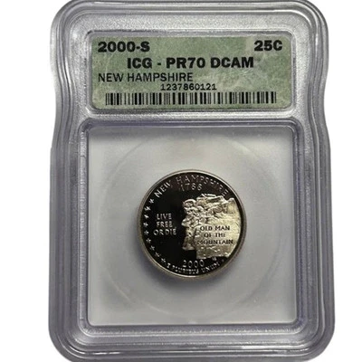 ICG 2000 S PR70 DCAM New Hampshire State Quarter 25C 4322550149 - Image 1 of 2