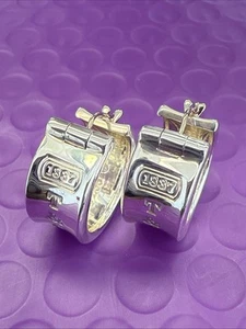 ❤️ Tiffany & Co. Sterling Silver 1837 Wide Hoop Earrings (29) - Picture 1 of 9