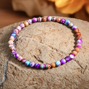 4 mm Meer Sediment Jaspis Armband Naturstein Stressabbau Heilung Frauen Geschenk - Bild 1 von 3