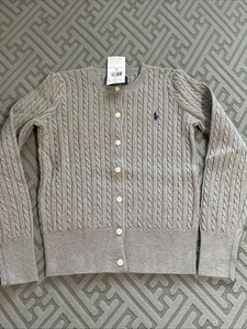 RALPH LAUREN Kids Cable Knit Embroidered Pony Cardigan Sweater Size 6X NWT - Picture 1 of 10