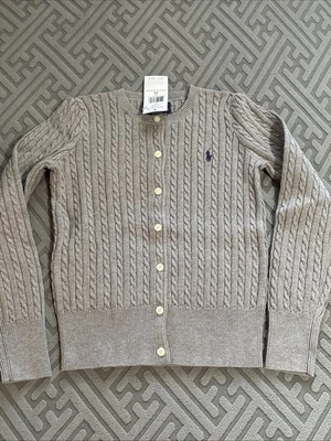 Cárdigan Suéter Ralph Lauren Niños Tejido con Cable Bordado Poni Talla 6X Nuevo con Etiquetas Foto 1 de 4