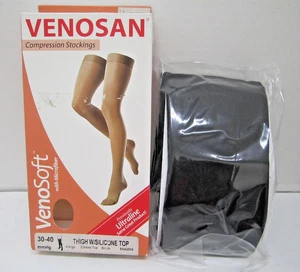 VENOSAN VenoSoft Mikrofaser Oberschenkel mit Silikon Top CT 30-40 mmHg XLarge schwarz - Bild 1 von 3