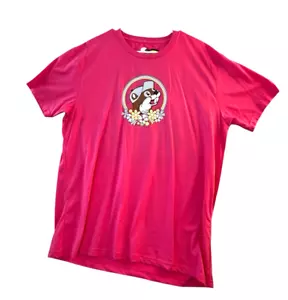 Buc-ees T-Shirt Bright Pink XL 2024 "Buc-ees is My Happy Place" NWT - Picture 1 of 8