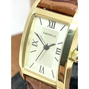 Reloj Mujer Caravelle by Bulova 44L234 Cuarzo Rectángulo Dorado Marrón Cuero - Imagen 1 de 12