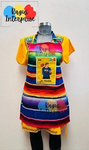 nuovo RICAMATO, TOSSICO, LOTERIA, MANDIL MESSICANO, SARAPE, GREMBIULE, DELANTAL - Foto 1 di 5
