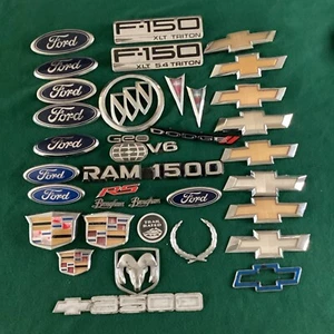 Vintage Automotive Emblems Lot Of 38 FORD CHEVROLET CADILLAC DODGE PONTIAC - Picture 1 of 5