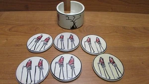 VIntage African design Maasai figures Soapstone hand carved coaster set - Picture 1 of 11