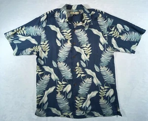 Camisa Tommy Bahama Para Hombres Pequeña Campamento Hawaiano Botón Frontal Floral Azul Verde T3911 - Imagen 1 de 9