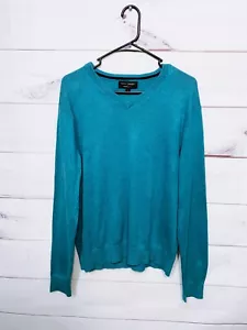 Banana Republic Mens Premium Luxe Yarn Sweater Size S Teal V-Neck Long Sleeve - Picture 1 of 6