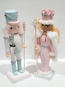 Christmas Pastel Pink Aqua Pastel Nutcracker Figurine tabletop Decor 9" - Picture 1 of 9