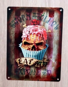 SKULL CUPCAKE METAL SIGN 20cm x 15cm (BRAND NEW) - Picture 1 of 1