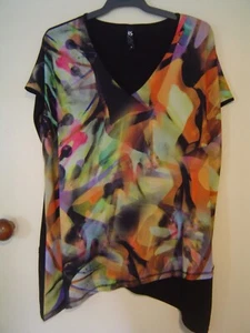 Quality Sue BEAUTIFUL STRETCHY TS 14+ TAKING SHAPE sh/sl TOP Plus size M/20/22 - Picture 1 of 4